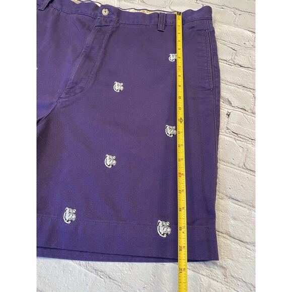 Mens Purple Bulldog Shorts 42 Washed Stoned & Beaten Embroidered 7” Inseam A357 - Picture 7 of 10